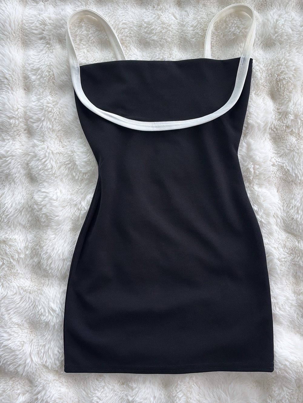 PrettyLittleThing Black Mini Dress with White Trim